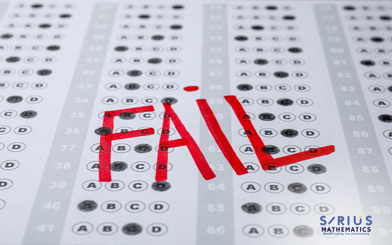 Answer sheet with FAIL written in red.
