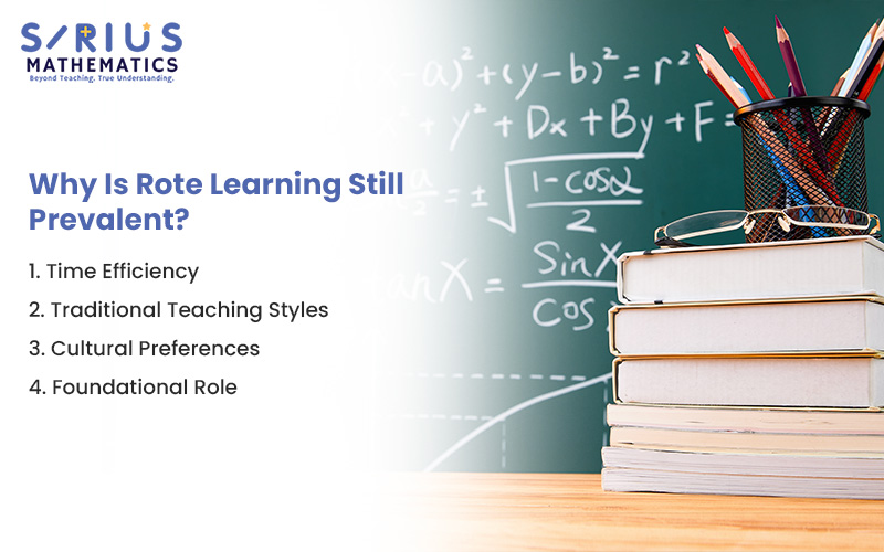 Reasons rote learning is still prevalent on a chalkboard.