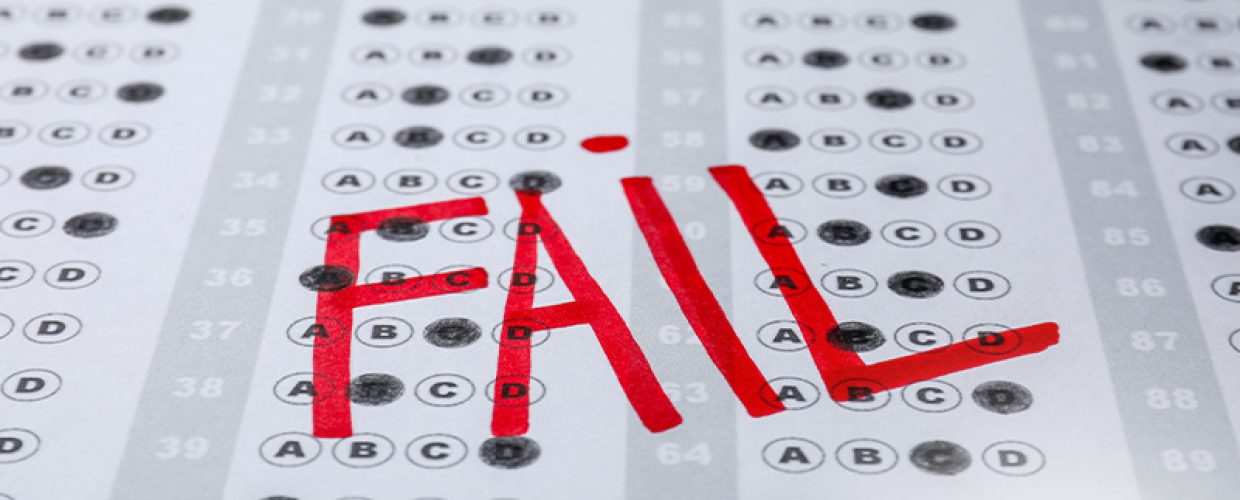 Answer sheet with FAIL written in red.